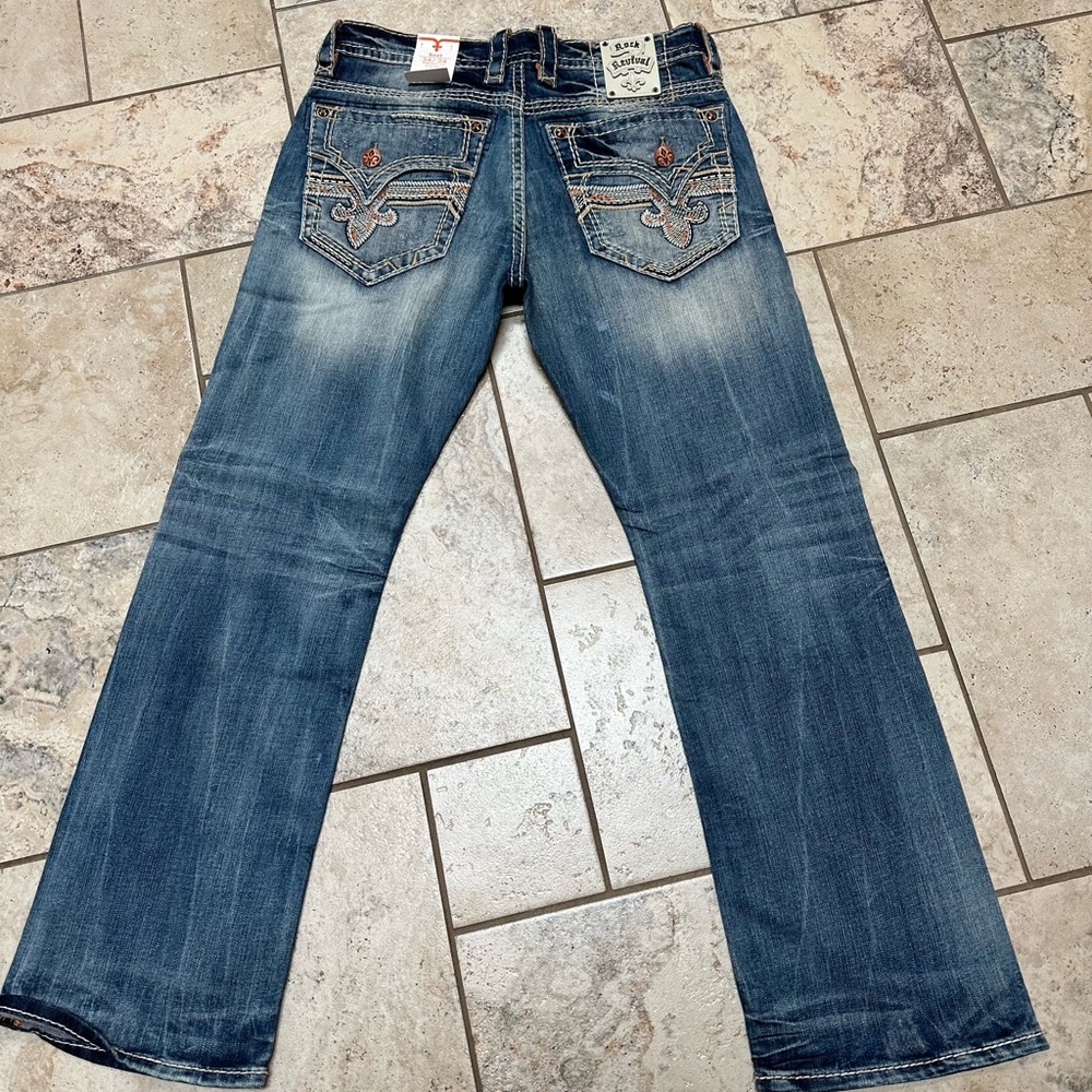 Men’s Rock Revival Pevey Boot cut jeans NWT 34/34